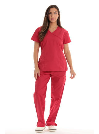 Two Piece Scrub Set (Red, Small) 