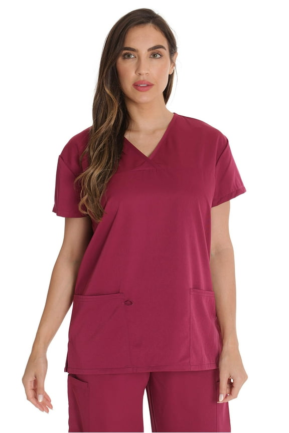Women's Scrub Tops (Burgundy, Small)