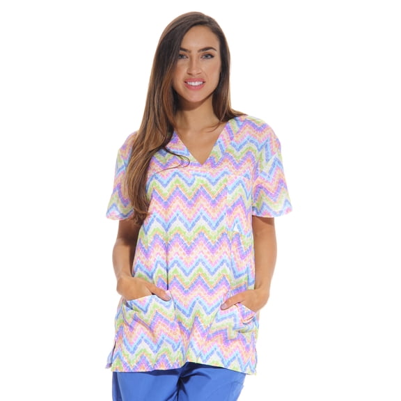 Just Love Women's Scrub Tops (Chevron Multi, 3X)