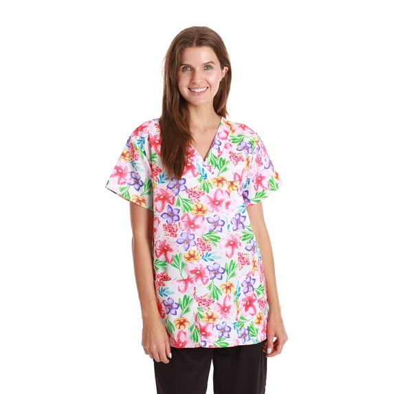 Just Love Women's Scrub Tops (Multi - Fabulous Floral, 3X)