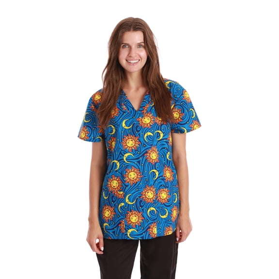 Just Love Women's Scrub Tops (Navy - Astro Celestial, 3X)