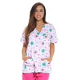 thumbnail image 1 of Just Love Women's Scrub Tops / Scrubs - Extra Small - Pink Flower (White Frog, Small), 1 of 3