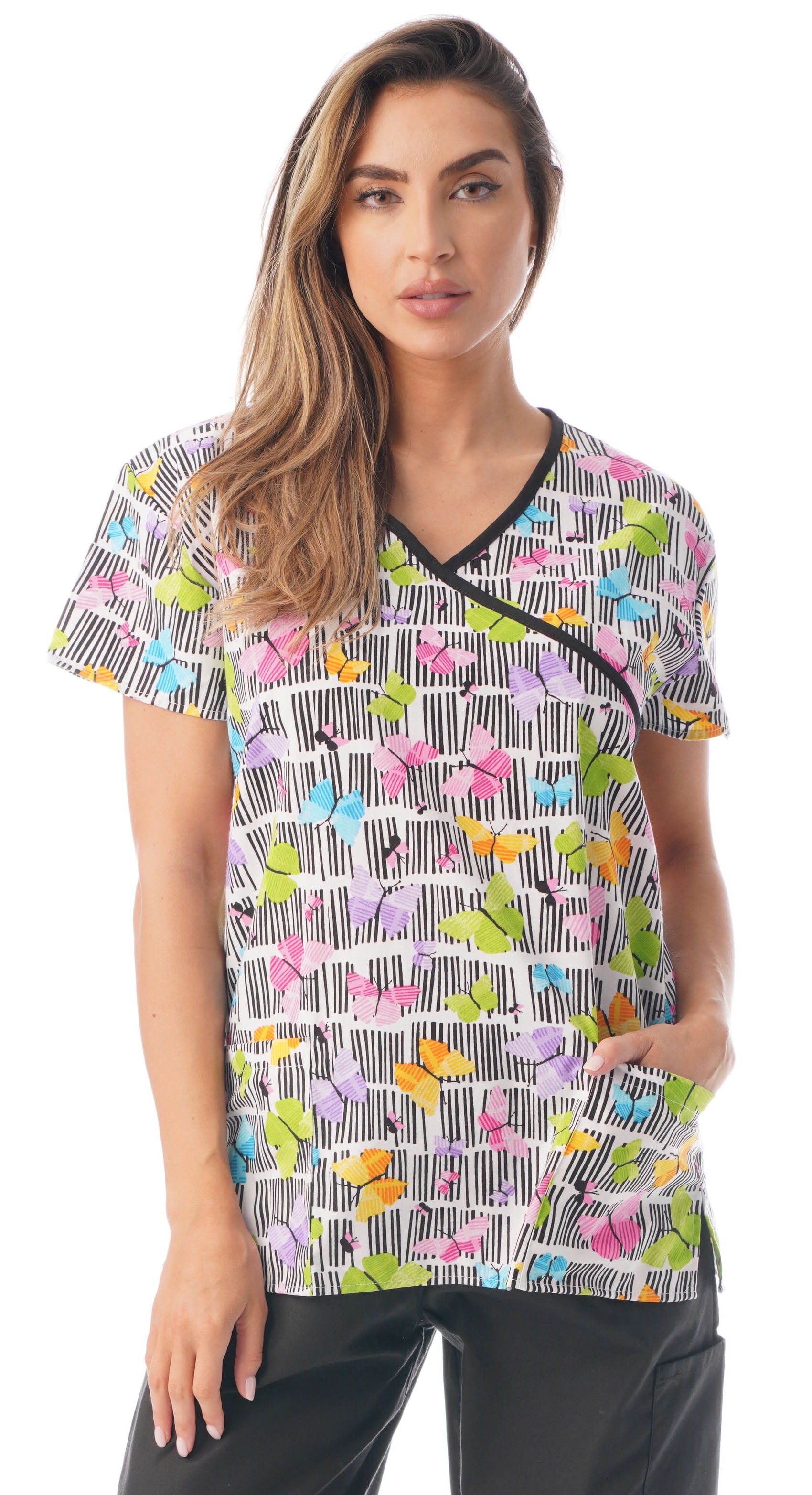 Women s V Neck Nursing Scrub Tops with Butterfly Black Trim X Large in Ethiopia at ETB 4222 Rating 5