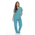 thumbnail image 1 of Just Love Women's Six Pocket Medical Scrubs Set (V-Neck with Cargo Pant) (Teal, 3X), 1 of 3