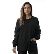 Just Love Women's Solid Scrub Jacket - Comfortable and Professional Uniform Coat (Black, Medium)