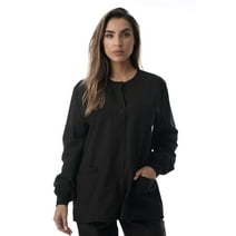 Just Love Women's Solid Scrub Jacket - Comfortable and Professional Uniform Coat (Black, X-Small)