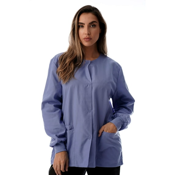 Just Love Women's Solid Scrub Jacket - Comfortable and Professional Uniform Coat (Ceil Blue, 3X)