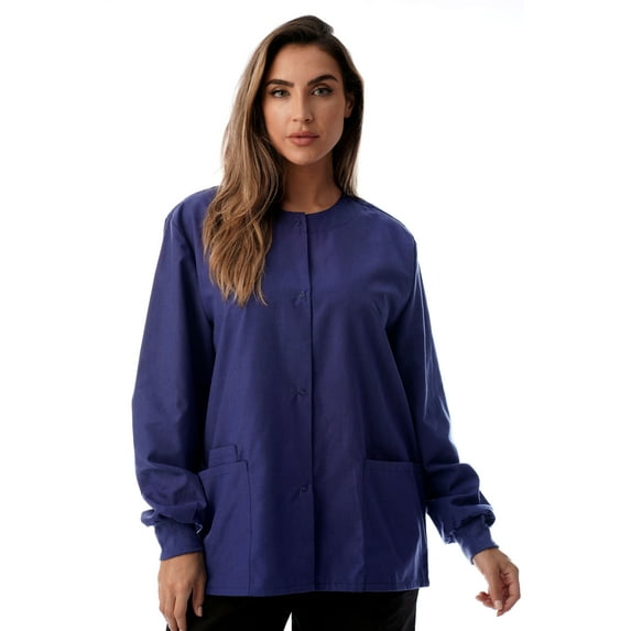 Just Love Women's Solid Scrub Jacket - Comfortable and Professional Uniform Coat (Galaxy Blue, Large)