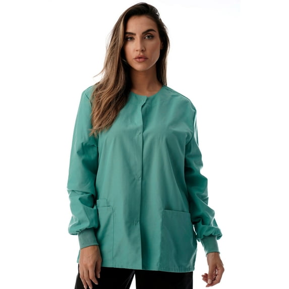 Just Love Women's Solid Scrub Jacket - Comfortable and Professional Uniform Coat (Jade, 1X)