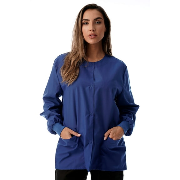 Just Love Women's Solid Scrub Jacket - Comfortable and Professional Uniform Coat (Royal Blue, Large)