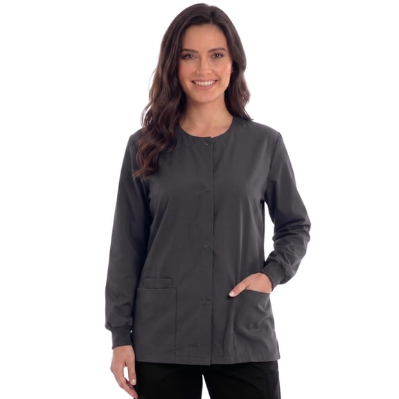 Just Love Women's Solid Scrub Jacket - Comfortable and Professional Uniform Coat (Steel Grey, 1X)