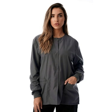 Just Love Women's Solid Scrub Jacket - Comfortable and Professional Uniform Coat (Steel Grey, X-Small)
