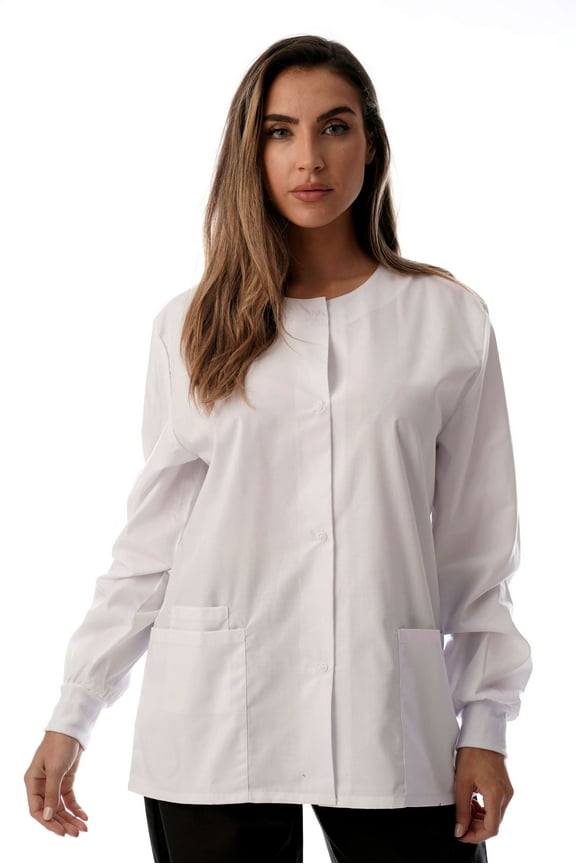 Women's Solid Scrub Jacket - Comfortable and Professional Uniform Coat