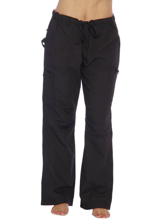 Women's Jogger Scrub Pants Slim Fit, Durable Medical Uniform for Nurses (Black Utility, Large)