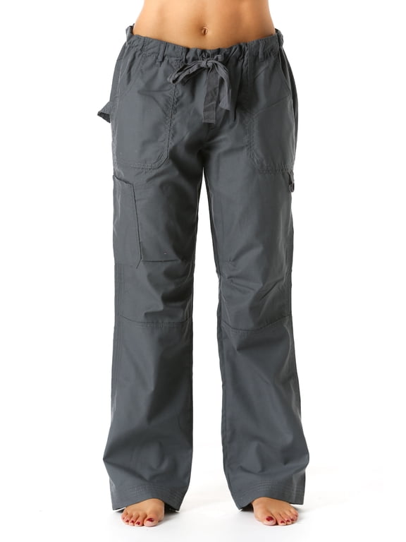 Women's Jogger Scrub Pants Slim Fit, Durable Medical Uniform for Nurses (Steel Grey Utility, Large)