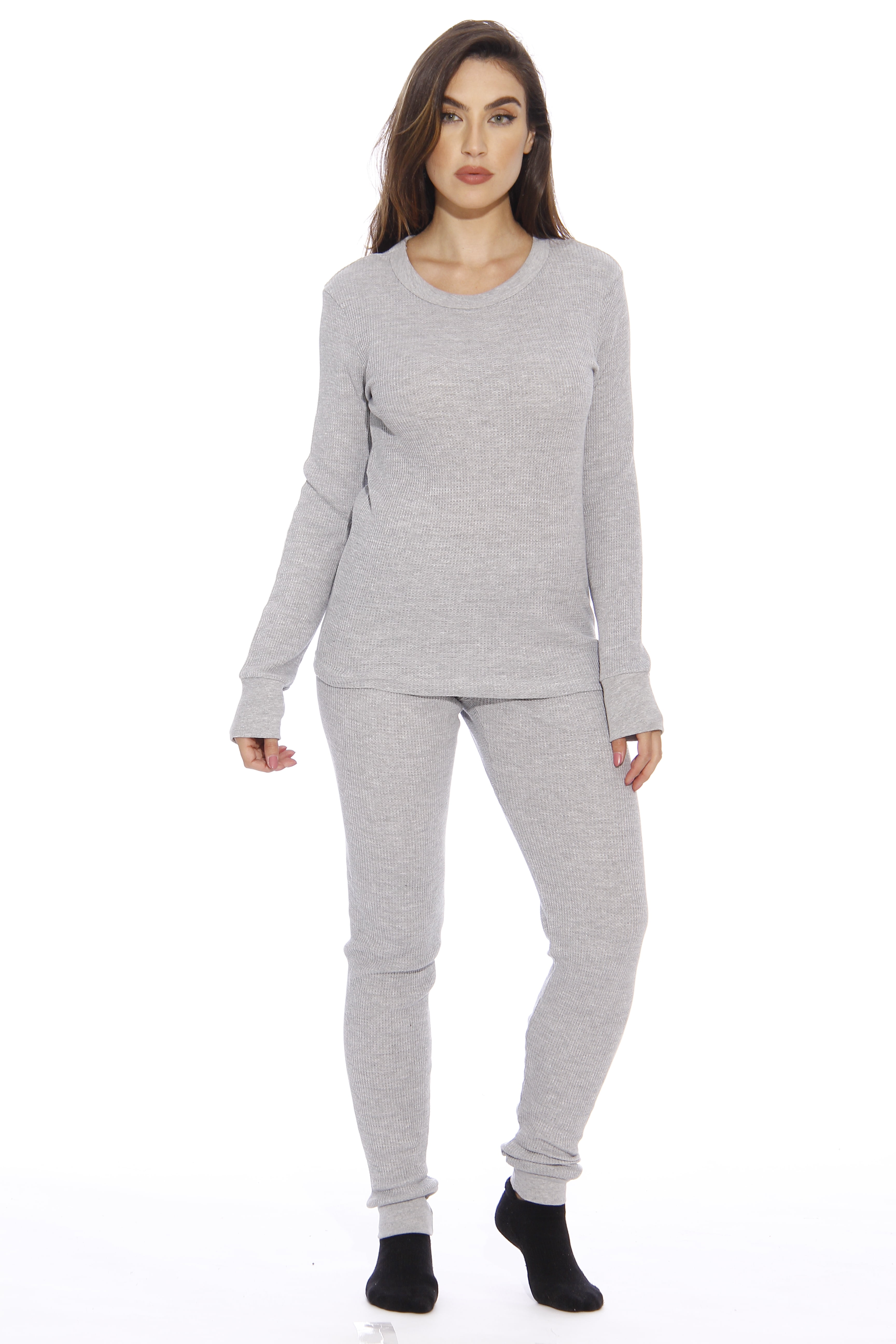 Just Love Women s Thermal Underwear Pajamas Set Grey 3X Plus
