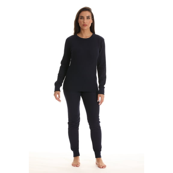 Just Love Women's Thermal Underwear Pajamas Set (Navy, 3X)