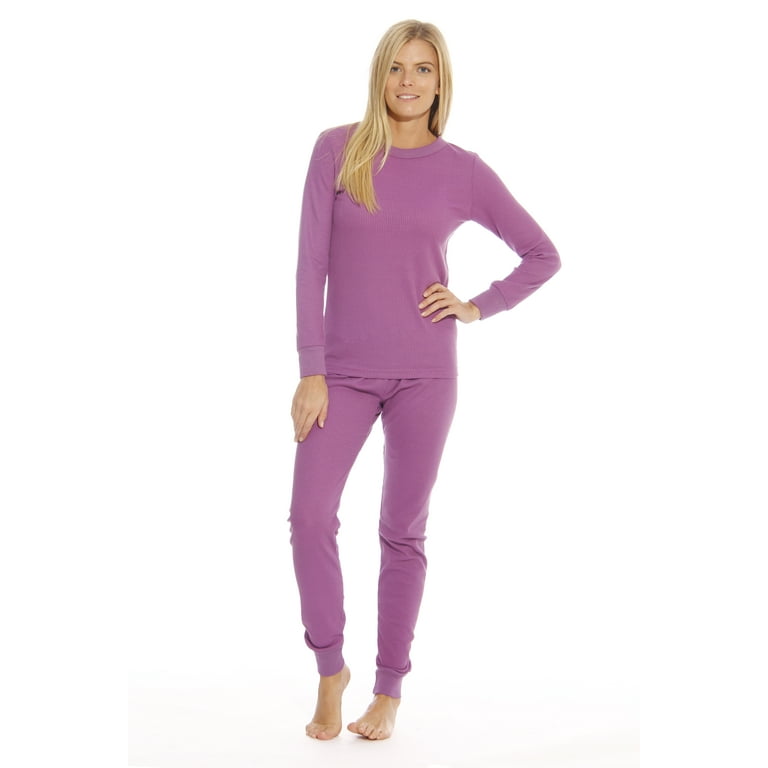 Just Love Women's Thermal Underwear Pajamas Set (Purple, Large)
