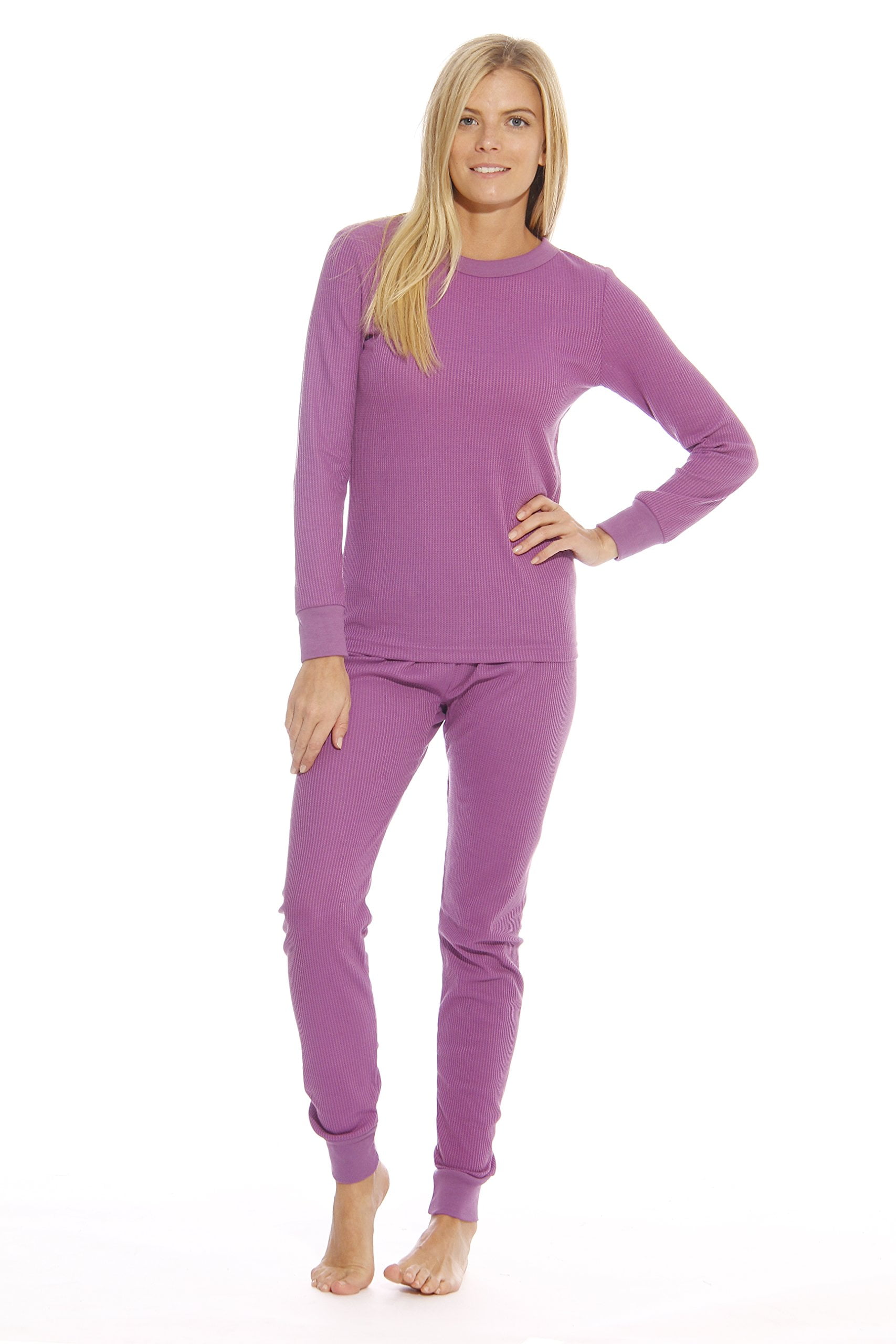 Just Love Women's Thermal Underwear Pajamas Set (Purple, Small) 