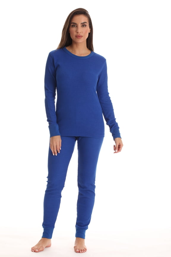 Women's Thermal Underwear Pajamas Set (Royal, 3X)