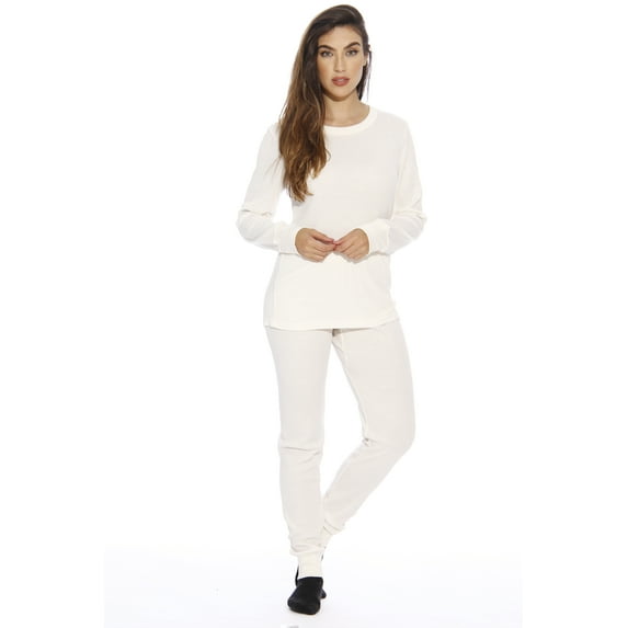 Just Love Women's Thermal Underwear Pajamas Set (White, 3X)