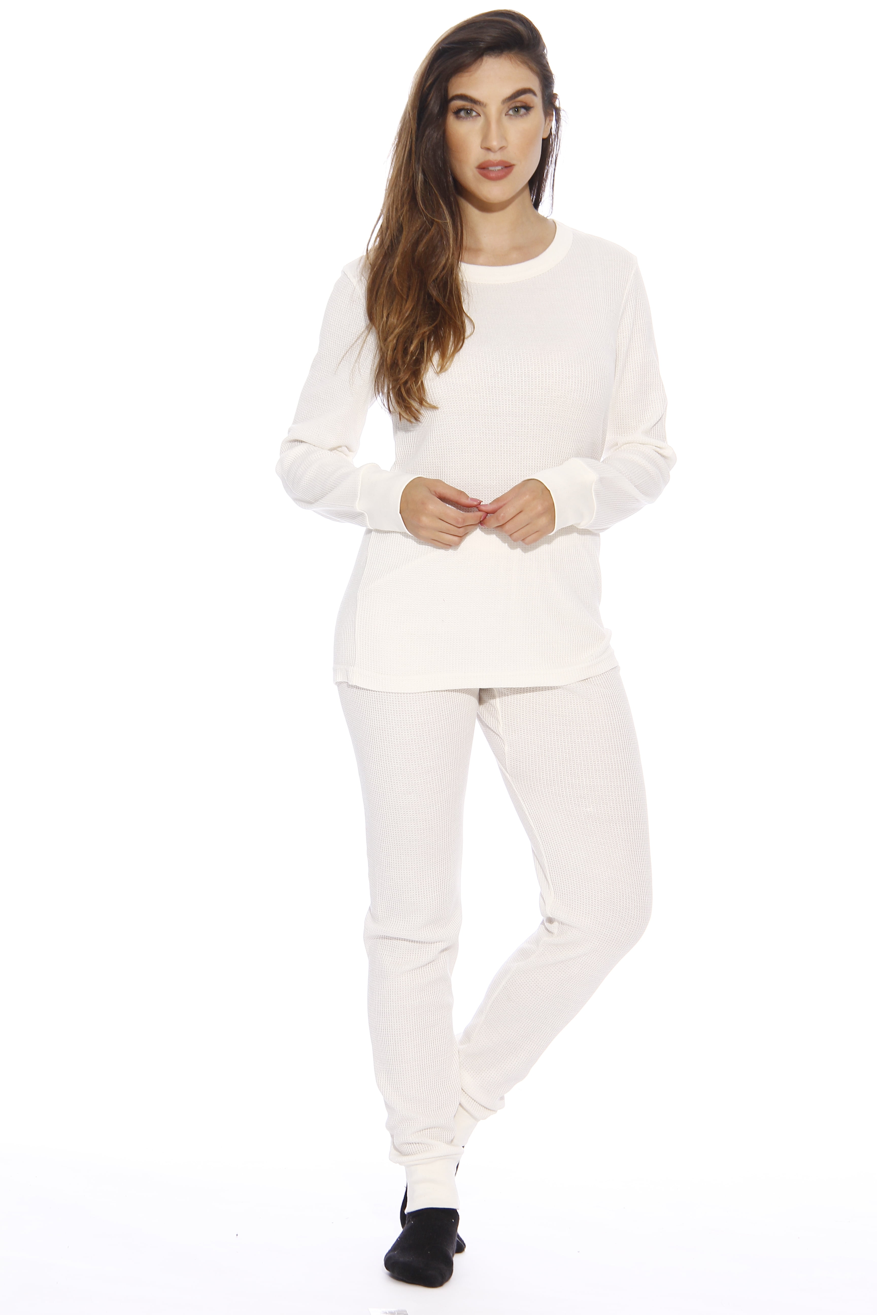 Just Love Women's Thermal Underwear Pajamas Set (White, X-Small) 