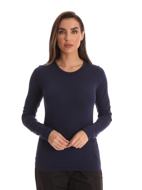 Women’s Long Sleeve Underscrub T-Shirt – Soft Fitted Undershirt Tee for Nurses, Doctors & Everyday Wear