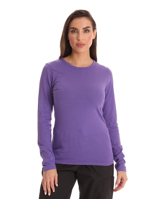 Women’s Long Sleeve Underscrub T-Shirt – Soft Fitted Undershirt Tee for Nurses, Doctors & Everyday Wear