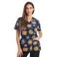 thumbnail image 1 of Just Love Women's V-Neck Printed Scrub Top (Blue Sun Stretch Fabric, X-Small), 1 of 3