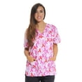 thumbnail image 1 of Just Love Women's V-Neck Printed Scrub Top (Ribbon Print 2, X-Small), 1 of 2