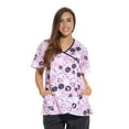 thumbnail image 1 of Just Love Women's V-Neck Printed Scrub Top (Ribbon Print 4, Small), 1 of 2
