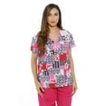 thumbnail image 1 of Just Love Women's V-Neck Printed Scrub Top (Ribbon Print 5, Small), 1 of 3