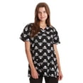thumbnail image 1 of Just Love Women's V-Neck Printed Scrub Top (Stretch Fabric Black - Skull, 3X), 1 of 3