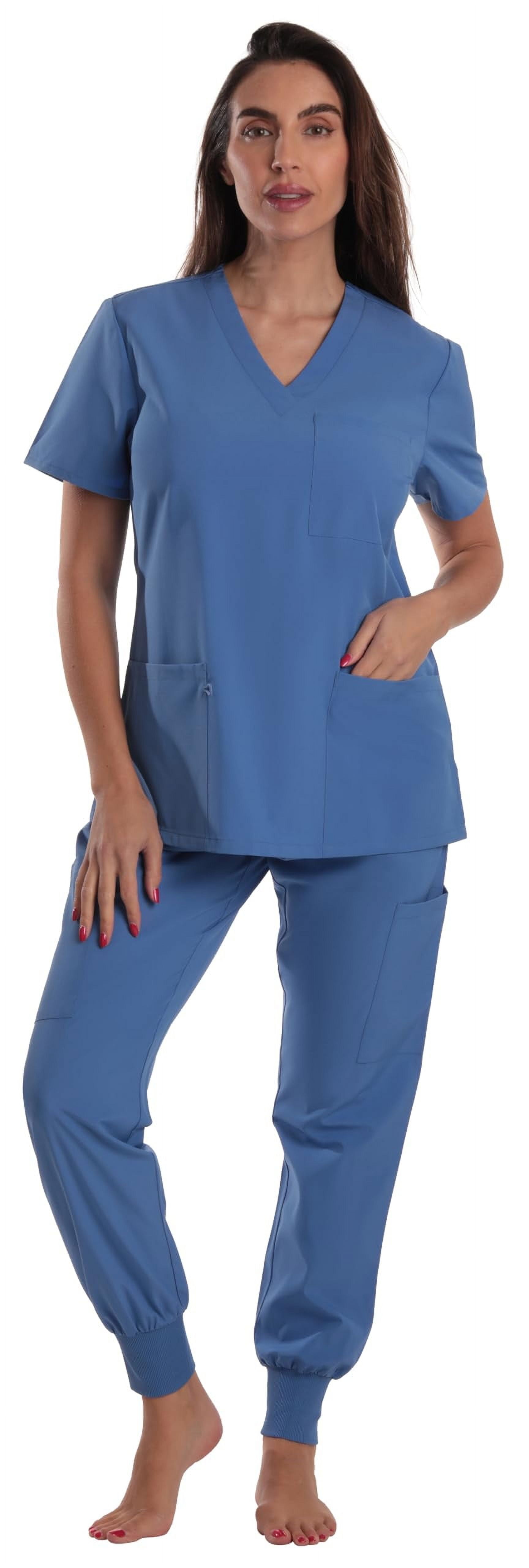 Just Love Women's V-Neck Scrub Set with Jogger Pants  Comfortable and Stylish Medical Uniform (Ceil Stretch Fabric, 2X)