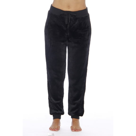 Just Love Women's Velour Plush Jogger Pants - Soft and Cozy Lounge (Black, Small, Regular)