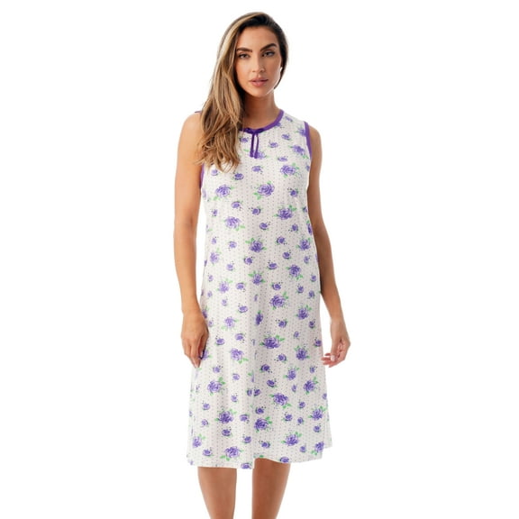 Just Love Womens Nightgown Sleep Dress 6700-10246-WHT-1X (Purple - Floral Dot, Small)