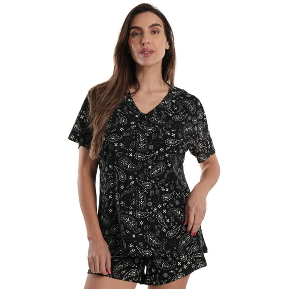Just Love Womens Pajama Set (Bandana Black, Small)