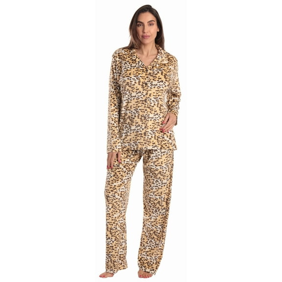 Just Love Womens Pajama Set Comfortable, Chic Sleepwear (Cozy Leopard Fleece, X-Large)