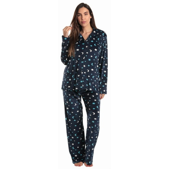 Just Love Womens Pajama Set Comfortable, Chic Sleepwear (Navy - Celestial Fleece, 3X)