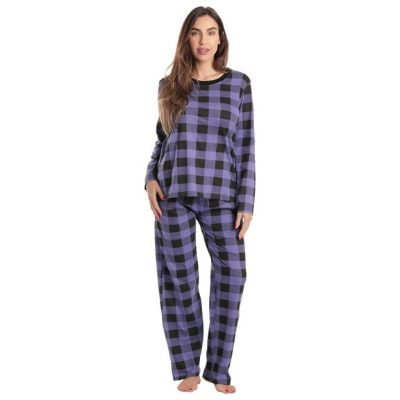 Just Love Womens Pajama Set  Elegant, Relaxing Sleepwear (Buffalo Plaid - Purple Black Long Sleeve, 1X)