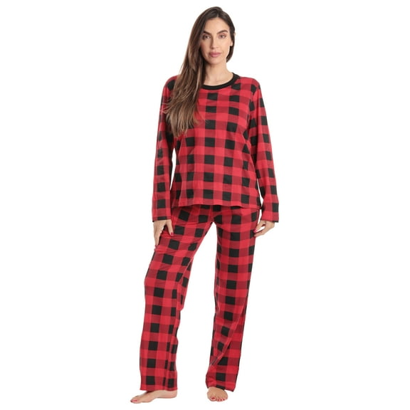 Just Love Womens Pajama Set  Elegant, Relaxing Sleepwear (Buffalo Plaid - Red Black Long Sleeve, 2X)