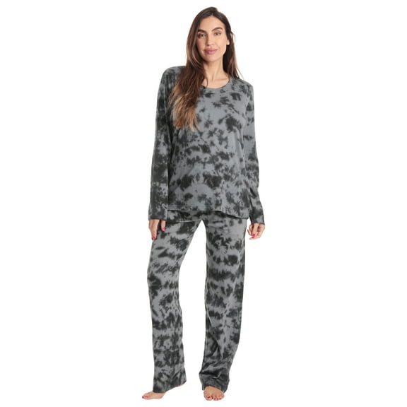 Just Love Womens Pajama Set Elegant, Relaxing Sleepwear (Tie Dye Grey Black Long Sleeve, 2X)
