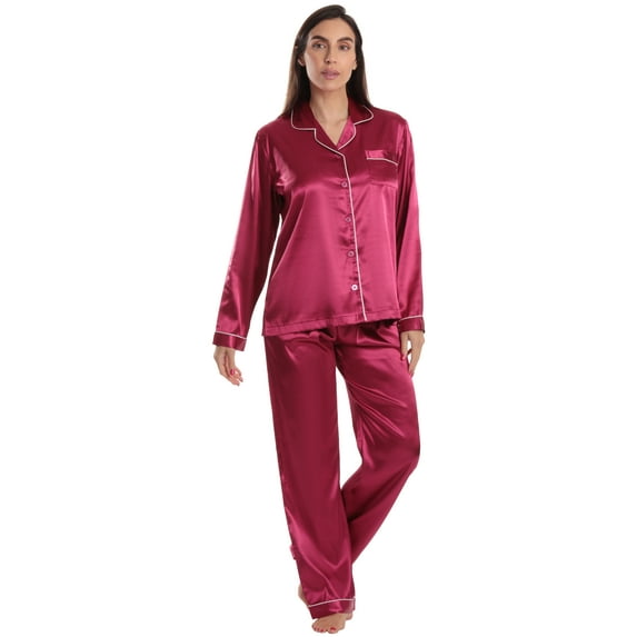 Just Love Womens Pajama Set (Satin Wine, 3X)