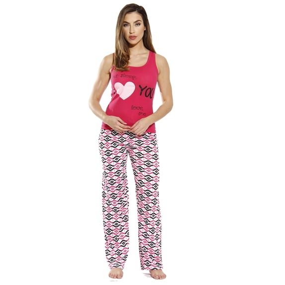 Just Love Womens Pant Set Soft, Relaxing Sleepwear Pajamas (Tribal - Fuchsia, 2X)