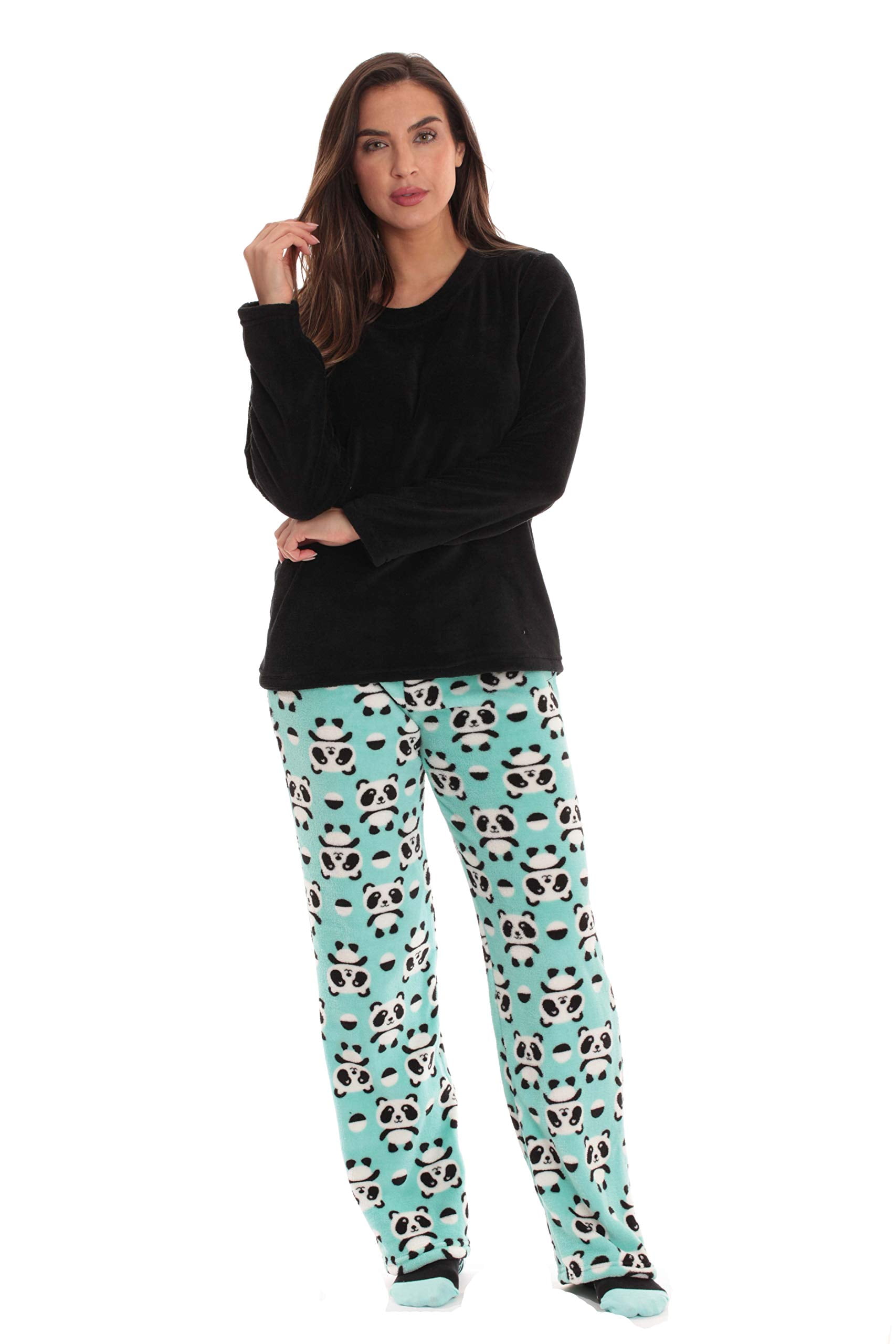 Just Love Womens Plush Pajama Pants Set with Socks 6808101141X (Green