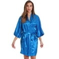 thumbnail image 1 of Just Love Womens Satin Solid Kimono Robe 6756-BLK-M (Blue, Medium), 1 of 3
