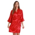 thumbnail image 1 of Just Love Womens Satin Solid Kimono Robe 6756-BLK-M (Red, X-Small), 1 of 3