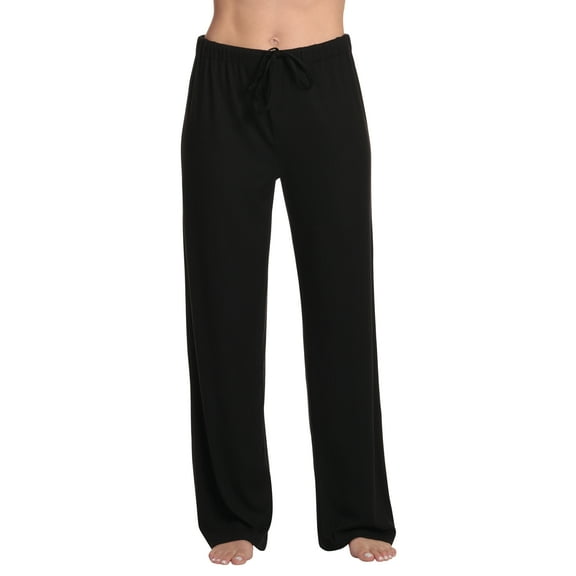 Just Love Womens Solid Poly Spandex Pajama Pants 6995-SLT-XL (Solid Black, Large)