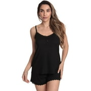 Just Love Womens Solid Poly Spandex Pajama Short Sets (Solid Black, Large)