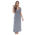 thumbnail image 1 of Just Love Womens Stripe Maxi Dress Knit Jersey T-Shirt Dress for Women (Navy White Stripe, 3X), 1 of 3